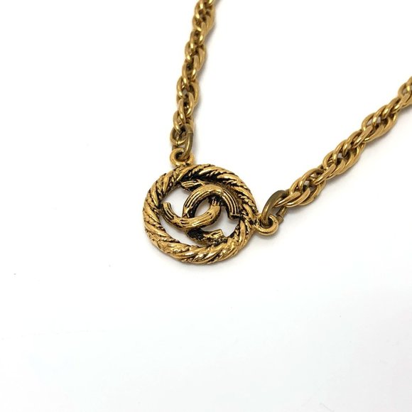 CHANEL Coco Mark Necklace Metal Women's Gold - Picture 1 of 10